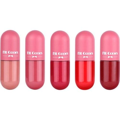 Fit Colors Lip Glaze Mini Capsule Lip Gloss 5 Color Set Box Velvet Matte Non-stick Waterproof Long Last Liquid Lipstick