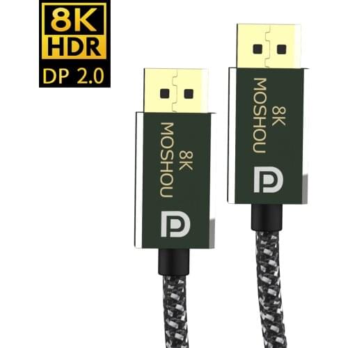 MOSHOU DisplayPort 2.0 Cable 8K 60Hz 4K 144Hz 77.4Gbps Display Port Adapter For Video PC Laptop TV RTX 3080 PS4 PS5 Projector
