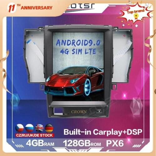 128GB Tesla Style Android Multimedia Car Radio Player for Toyota Crown 2012 12th Auto GPS Navigation Stereo DSP Carplay 4G SIM