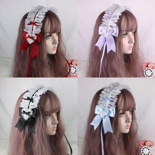 Hand Made Lolita Japanese-style SOFT Girl Sweet Hair Band Daily Life Versatile Lolita Hair Band White Lace Headdress
