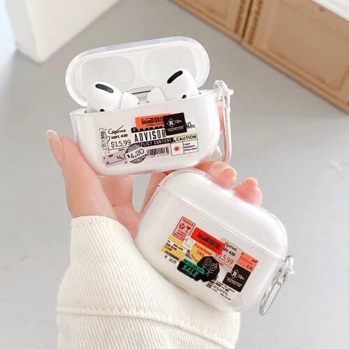 Retro Code Label Soft Clear Silicone Earphone Case For Airpod 2/1 Cover For Airpod pro Earphone Case For Airpods 3 Capa Fundas