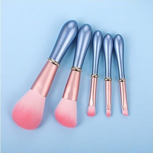 5pcs Pink Diamond Inlay Luxury Professional Makeup Brushes Set Powder Foundation Eyelash Cosmetics Tools Synthetic Hair Gift Box