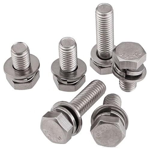 304 stainless steel M4M5M6M8M10M12 outer hexagonal screw combination screw with gasket bolt