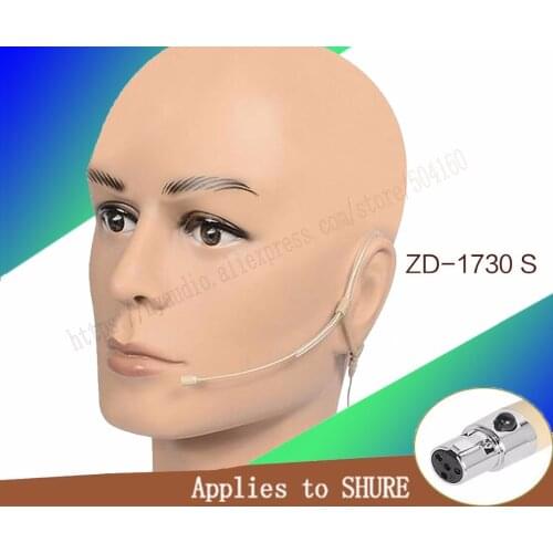 Beige Omni-Directivity ear Hook Headset Microphone for Shure Wireless mini XLR 4Pin
