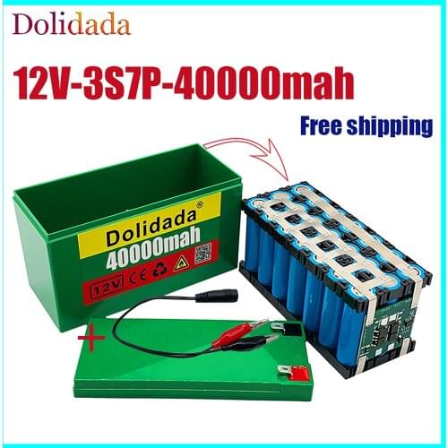 New 12V40Ah 3S7P 18650 lithium battery pack contains 40Ah large current BMS used for sprayer 12V power supply