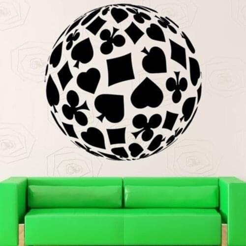 POOMOO Wall Sticker, Wall Sticker Home Decor Casino Poker Cards Gambling Coolest Wall Decal Mural Wall Art 56X56CM