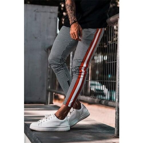 Casual pants mens trousers 2021 new jogger sports pants mens jogging casual plaid running jogging pants