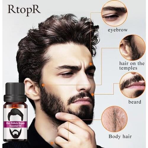 RtopR Hair Follicle Repair Oil Men Styling Moustache Oil Hair Growth Of Beard Body Hair Eyebrow Care Moisturizing Smoothing 10ml