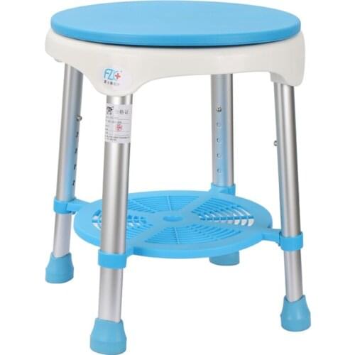Thickened aluminum alloy bathroom stool household rotating elderly shower chair sturdy non slip toilet round seat with shelf