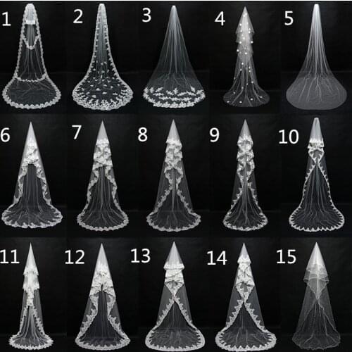 Eightale 3M Wedding Veil Lace Appliques Edge Tulle Bride Veil White Ivory Wedding Accessories