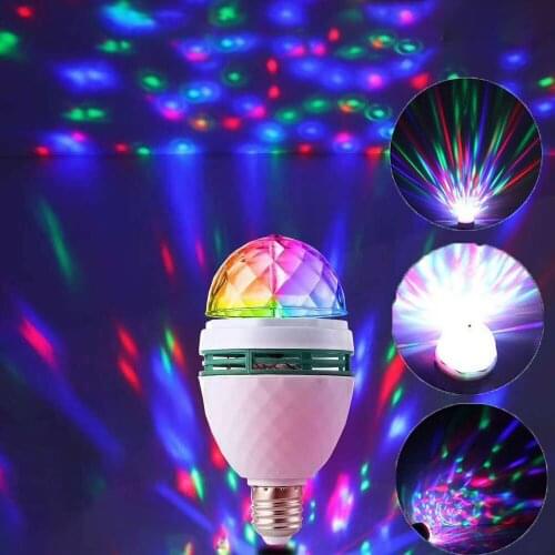 E27 LED RGB Lamp Bulb Magic Color Projector Auto Rotating Stage Light for Holiday Party Bar KTV Disco Dance Crystal Ball Light