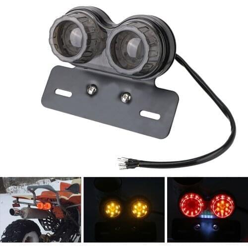 12V Motorcycle Turn Signal Lights LED Taillights Rear Brake Lamp With Licence Plate Holder Pik Dirt Bike Motorbike Accessories