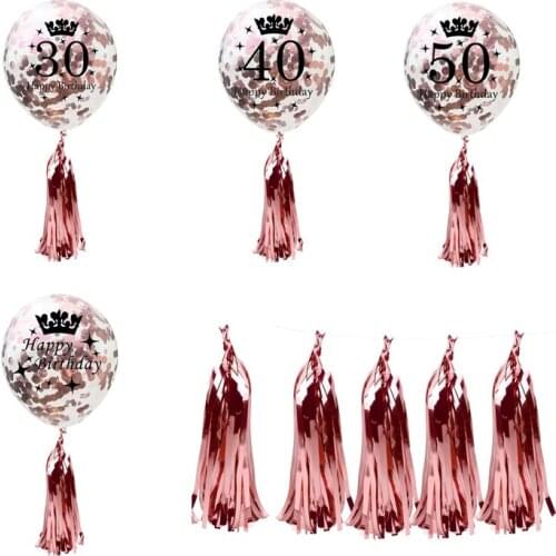 30th 40th 50th Confetti Balloon Happy Birthday Party Decor Adult Latex Balloon Number Helium Balloon 30th Ballon Anniversaire