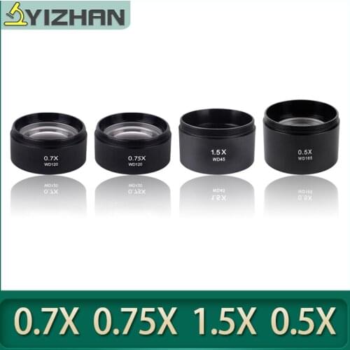 WD165 WD120 WD130 WD45 0.5X 0.7X 0.75X 1.5X Trinocular Stereo Microscope Auxiliary Objective Lens Barlow Lens 48mm Thread