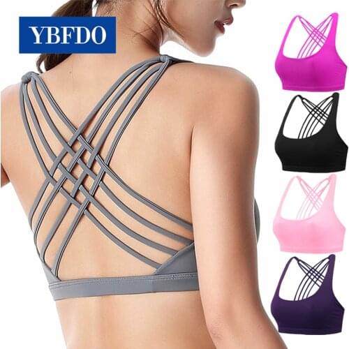 YBFDO 2021 New Fitness Sports Bra for Women Push Up Cross Back Shockproof Running Gym Training Workout Yoga Underwear Crop Tops