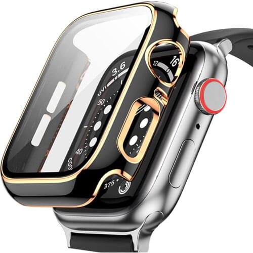 For apple watch se case series 6 5 4 3 44mm 40mm 42mm 38mm Built-in Tempered Glass Screen Protector HD Clear Film for iwatch