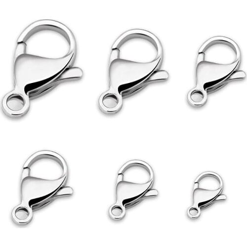 10pcs/lot 9mm 10mm 11mm 12mm 13mm 15mm Stainless Steel Lobster Buckle Necklace Bracelet buckles DIY Jewelry Accessories Supplies