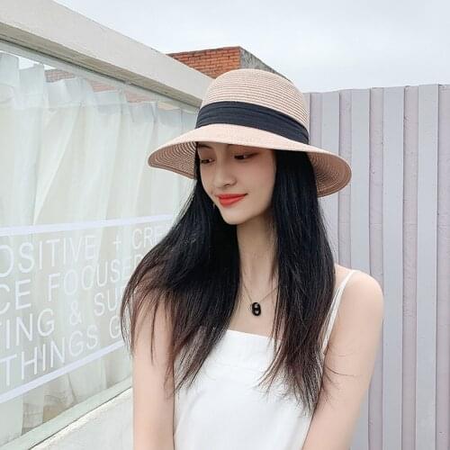 Womens Simple Summer Beach Hat Female Casual Lady Women Flat Brim Bowknot Straw Cap Girls Sun Hat Chapeu Feminino #T1G