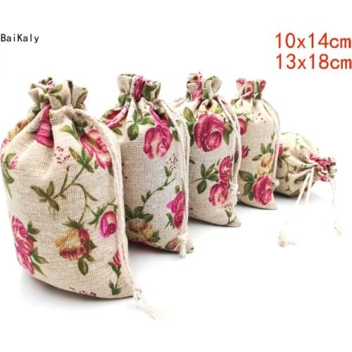 1pcs Cotton Bag Wedding Party Favor Gift Packaging Bags Cotton Linen Jute Christmas Drawstring Gift Pouch Bag Wedding supplies