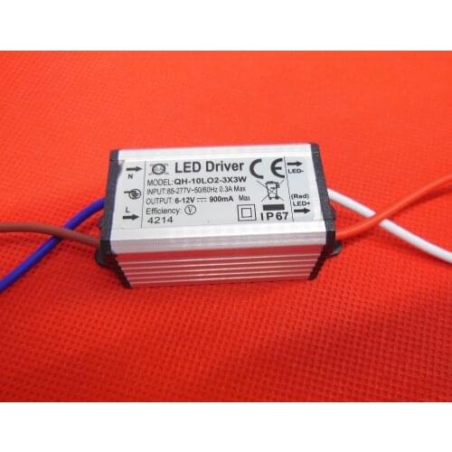 10PCS/Lot Waterproof 10W LED driver For Constant Current drivers IP66 AC85V-265V to DC 6-12V 900mA