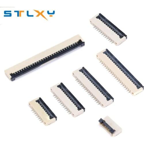 10pcs 1mm Pitch Under Clamshell Socket FPC FFC Flat Cable Connector 4P 5P 6P 8P 10P 12P 14P 16P 20P 22P 24P 30P 34P