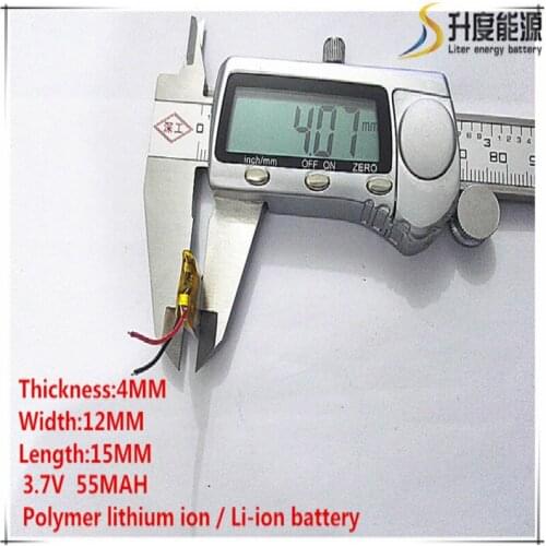 10pcs [SD] 3.7V,55mAH,[401215] Polymer lithium ion / Li-ion battery for TOY,POWER BANK,GPS,mp3,mp4,cell phone,speaker