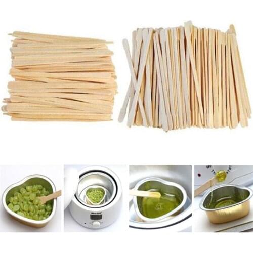 100pcs Disposable Wooden Waxing Stick Wax Bean Wiping Wax Tool Disposable Hair Removal Beauty Wiping Wax Bar Body Beauty Tool