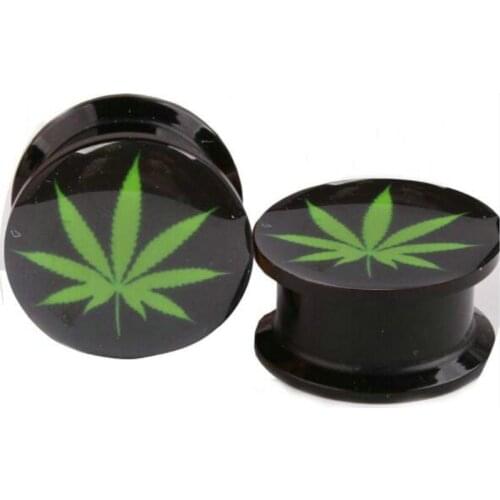 2pcs/lot Fashion Maple Leaf Logo Ear Stretcher Acrylic Ear Gauges Plugs Body Piercing Jewelry 4-16mm