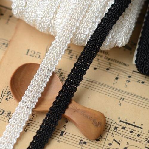 Hot selling baby clothes lace white rice small black car bone lace 1 cm H0103
