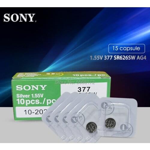 15pcs FOR SONY 1.55V AG4 377A 377 LR66 LR626 SR626SW SR66 AG4 AG 4 Button Batteries Single grain packing
