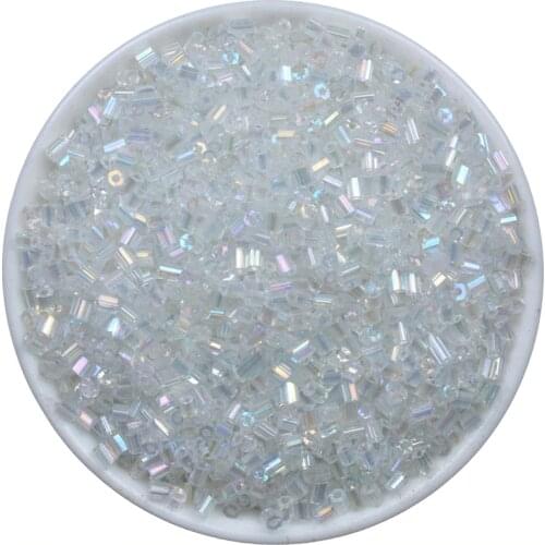 2x3mm White AB Czech Glass Tube Bugle Glass Seed Spacer Beads 1000pcs Austria Crystal Long Tube Bead For DIY Jewelry Making