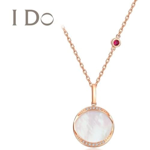 I Do ICON Series 2021 Trend True 18 K Gold Necklace Genuine Diamond and Ruby Necklace Elegant Fine Jewelry Anniversary Gift