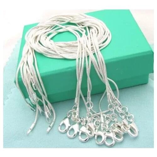 5pcs/lot (16 18 20 22 24 inches) Fashion Jewelry 925 Sterling silver Chains 1mm Snake Chain Necklace Jewelry