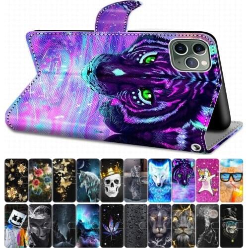 For Case Samsung Galaxy M40 A750 A70 A60 A6 A7 2018 Flip Leather Book Cover Phone Case Cute Capa Cat Dog Unicorn Tower DP08F