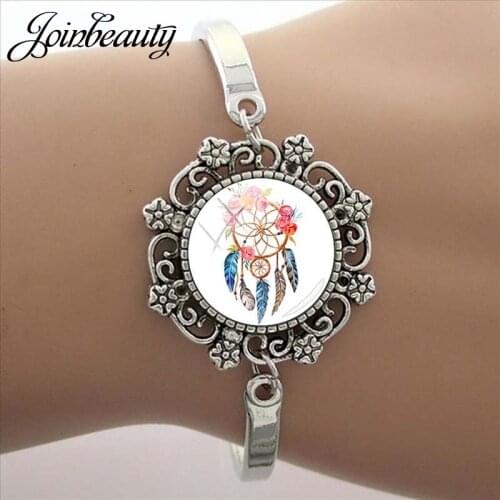 JOINBEAUTY Dreamcatcher Decorative Pattern Bangle Handmade Glass Cabochon Bracelet Fashion Women Artistic Features Jewelry BM01