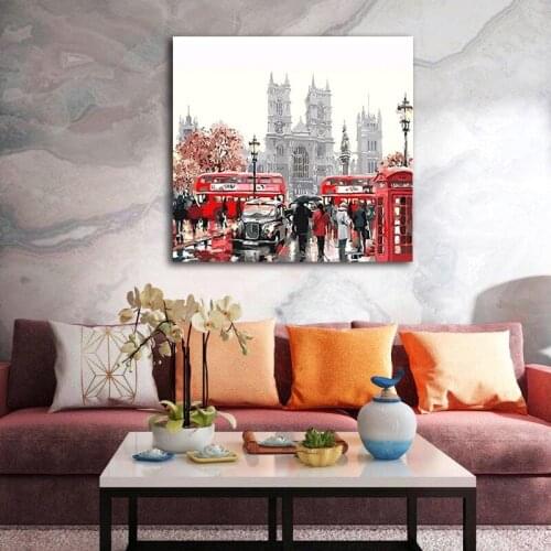 DIY colorings pictures by numbers with streetscape picture drawing Relief painting by numbers framed Home