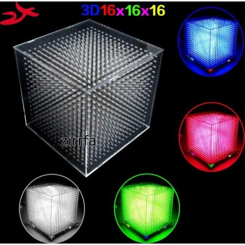 DIY mini 3D 16 LED Light cubeed save Animation to SD Card / 16x16x16 3D LED /Kits,3D LED Display,Christmas Gift