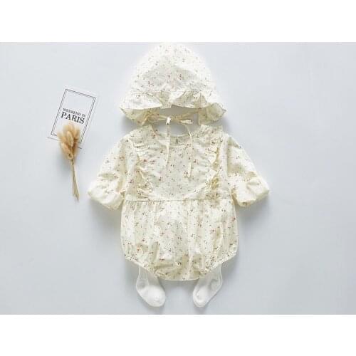 Newborn Baby Girls Summer 2020 Clothes Cap+Bodysuit 100% Cotton Infantil Girls Clothing Baptism Birthday 0-24M Baby Girl Clothes