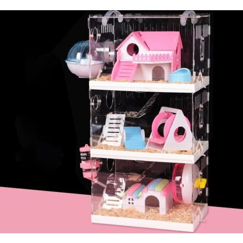 Hamster House Acrylic Villa Transparency Double Three Layers Guinea Pig Cage Small Pet For A Hamster Bservation Nest Take Trsy