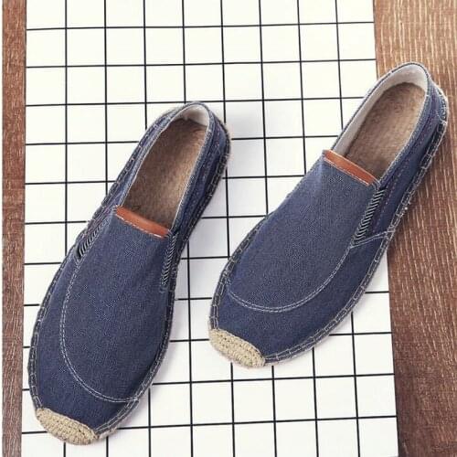 Men Fashion Slip On Espadrilles Men Loafers Zapatos Hombre Men driving Casual Hemp Espadrilles Fisherman Canvas ShoeS A21-18