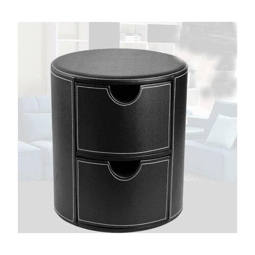 Leather round storage box storage stool drawer type simple bedside cabinet porch change shoes seat creative bedside table