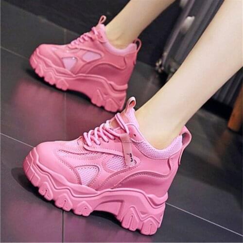 Fashion Sneakers Womens Breathable Platform Wedge Ankle Boots Increasing Height High Heels Casual Party Pumps 34 35 36 37 38 39