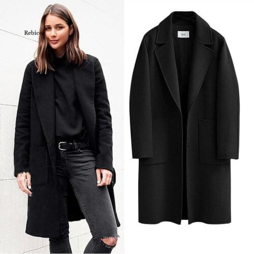 New Mid-Length Wool Women Coat Warm Loose Outerwear New Autumn Winter Big Pocket Wool Jacket Female Plus Size 5Xl