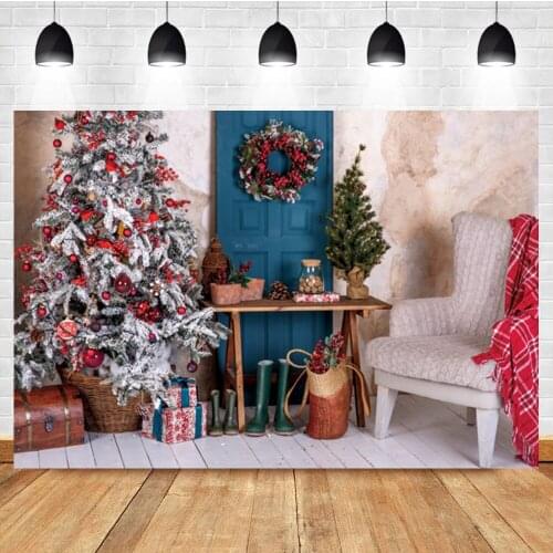 Laeacco Christmas Tree White Floor Gift Sofa Baby Birthday Photography Backdrop Photographic Photo Background For Photo Studio