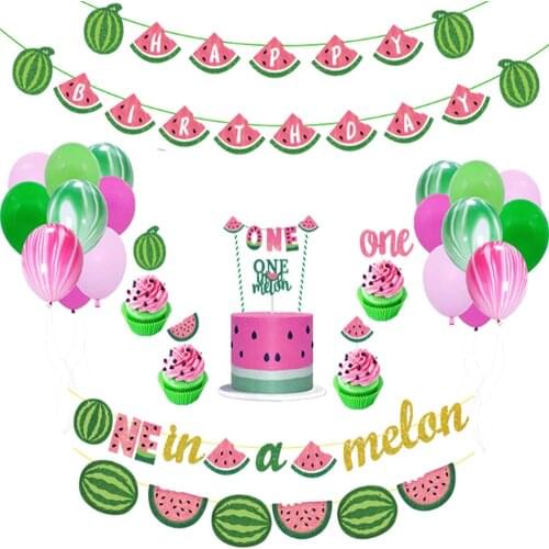 Summer Fruit Watermelon Party Decoration One In A Melon Hawaii Summer Tropical Party Happy One Year Birthday Party Decor kids