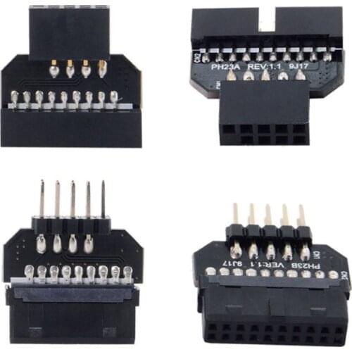 T5EE USB 3.0 19/20pin to USB 2.0 9pin Adapt Connector Front Panel plug-in Motherboard USB2.0 9Pin to USB3.0 19pin Conversion