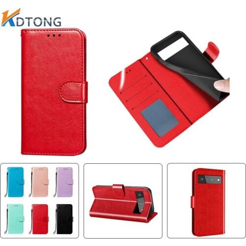 Fashion Solid Color Wallet Card Slot Leather Case For Google Pixel 6 Pro 5 XL 4A 5G 4G Ultra Thin Bracket Shockproof Phone Cases