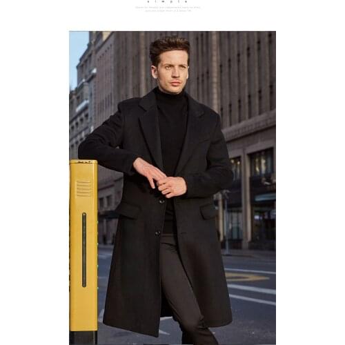 Men Coat Winter Warm Long Windproof Parka Mens Single Button Wool Blend Jacket Male Overcoat abrigo hombre LX2515