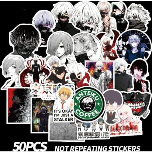 50pcs Japan Anime Tokyo Ghoul For Luggage Laptop Skateboard Bicycle Backpack Decal Pegatinas Toy Stickers For Children Gift