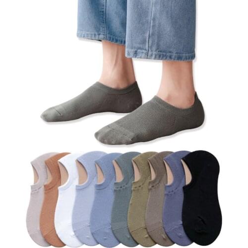 10 Pairs/Lot Mens Socks Solid Color Invisible Male Boat Socks Mesh Breathable Soft Cotton Socks Fashion Multi-Colors Daily Sock